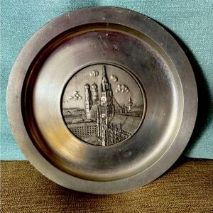 Vintage Pewter Decorative West Germany Wall Plate